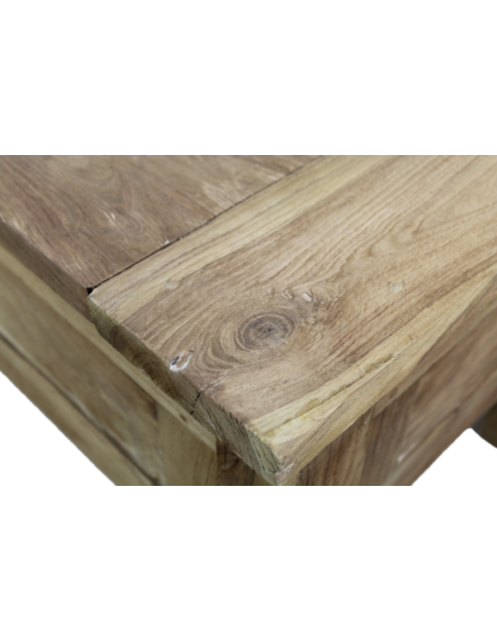Banc-coffre en teck rustique 120cm