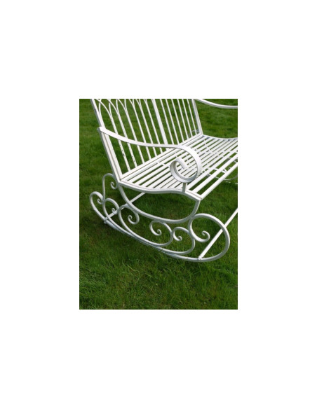 Banc rocking chair en métal blanc crème