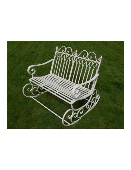 Banc rocking chair en métal blanc crème