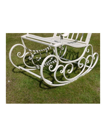 Rocking chair en métal blanc crème effet antique
