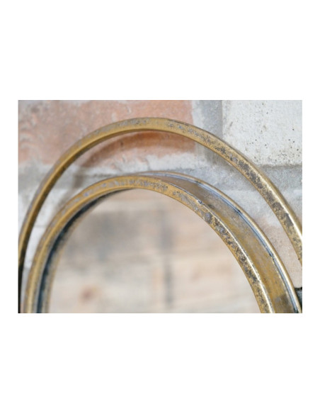 Miroir métal vieux or multi-cercles
