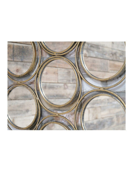 Miroir métal vieux or multi-cercles