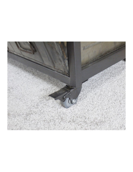 Meuble sur roulettes multi-casiers style industriel