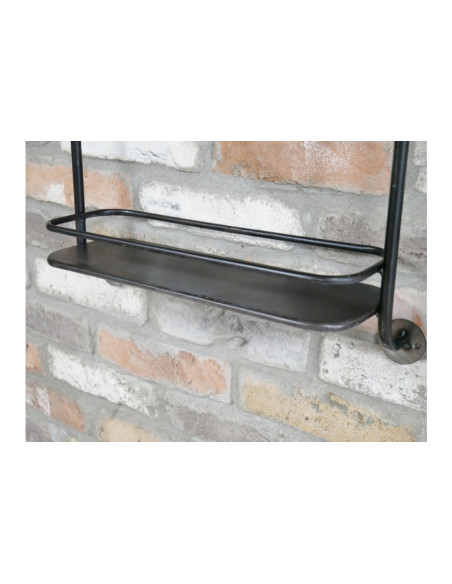 Miroir avec étagère murale noir et or