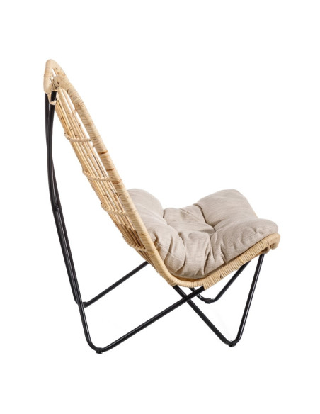 Fauteuil détente en rotin avec coussin