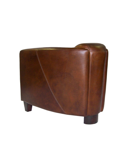 Fauteuil club en cuir brun vieilli Georgio