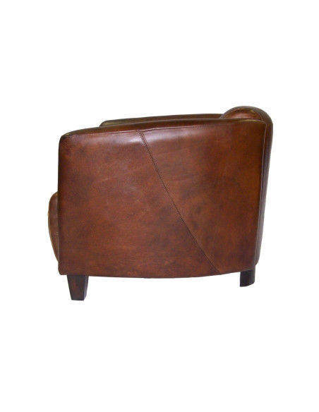 Fauteuil club en cuir brun vieilli Georgio