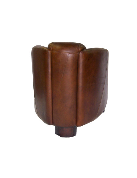 Fauteuil club en cuir brun vieilli Georgio