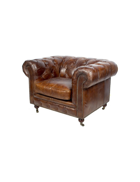 Fauteuil brooklyn chesterfield en cuir 1 place
