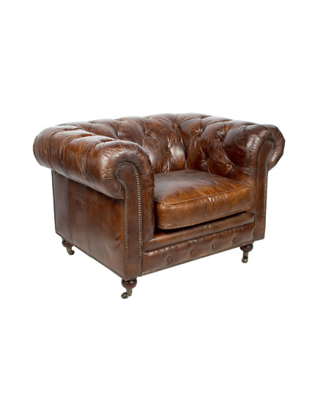 Fauteuil brooklyn chesterfield en cuir 1 place