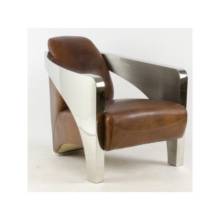 Fauteuil club cuir marron vintage - Havane