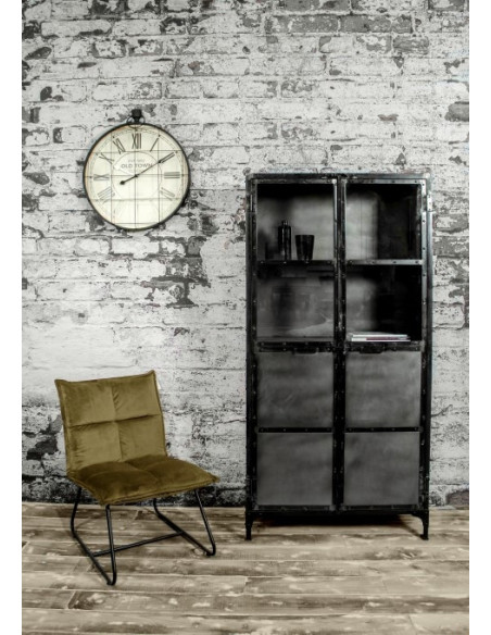 Buffet industriel brut en métal et verre Brooklyn