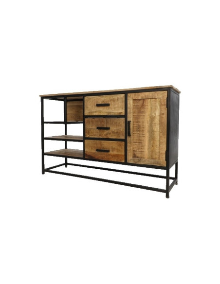 Buffet en bois et métal multi-rangements