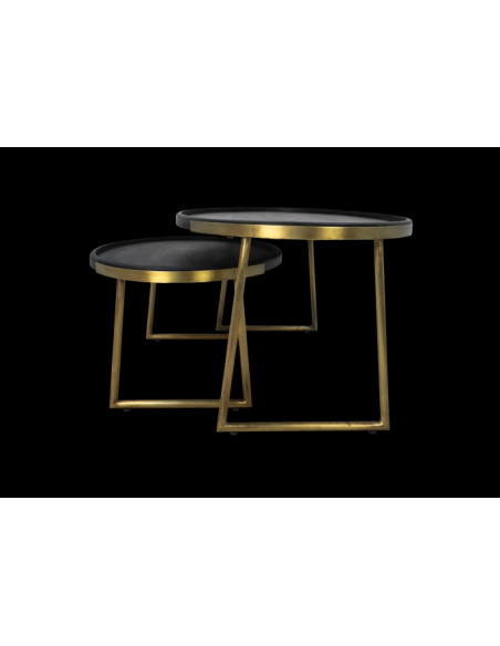 Lot de 2 tables basses en manguier et métal Paulson