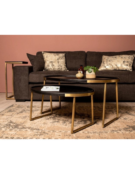 Lot de 2 tables basses en manguier et métal Paulson