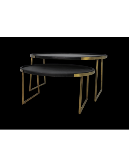 Lot de 2 tables basses en manguier et métal Paulson