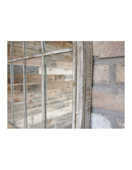 Miroir fenêtre église en métal crème vieilli 159 m