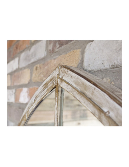 Miroir fenêtre église en métal crème vieilli 159 m