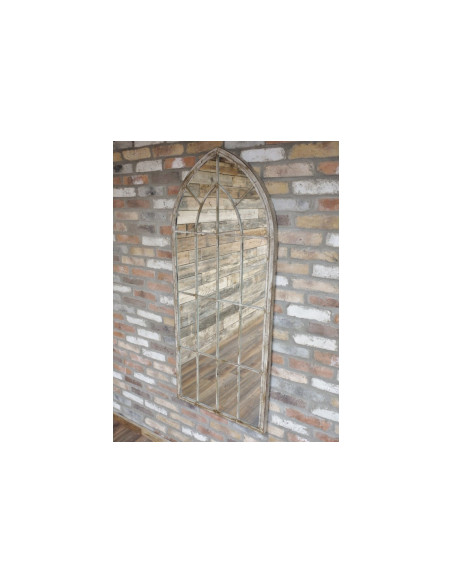 Miroir fenêtre église en métal crème vieilli 159 m