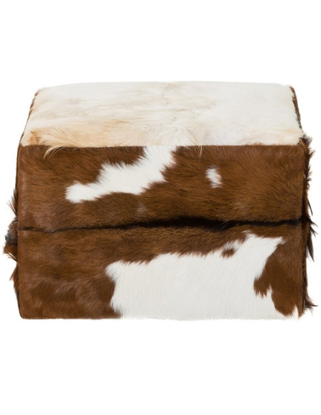 Grand pouf carré en poil de chèvre