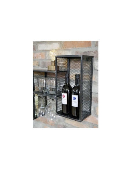 Etagère murale à vin et support verres