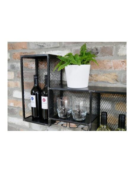 Etagère murale à vin et support verres