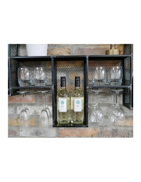 Etagère murale à vin et support verres