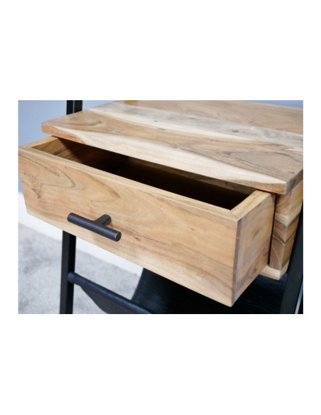 Table d'appoint porte-revues en cuir noir