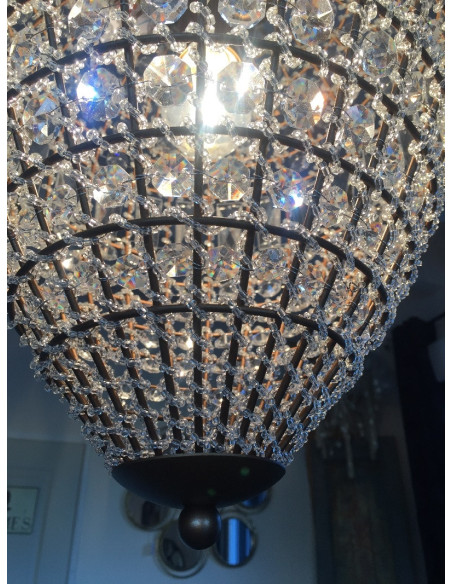 Grand lustre goutte en pampilles de verre 70 cm