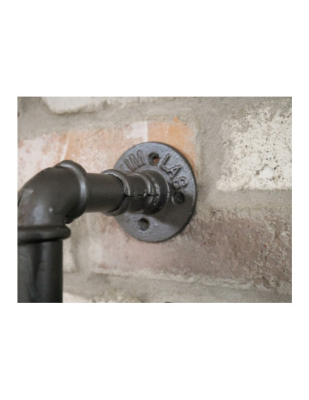 Etagère murale en bois et métal 4 patères indus