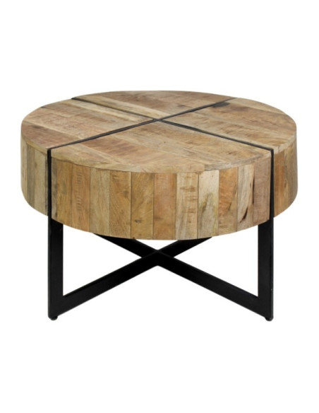 Table basse rustico-industriel en manguier et métal noir Jackson