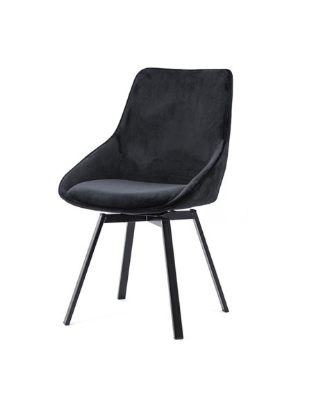 Chaise rotative vintage chic en velours et métal