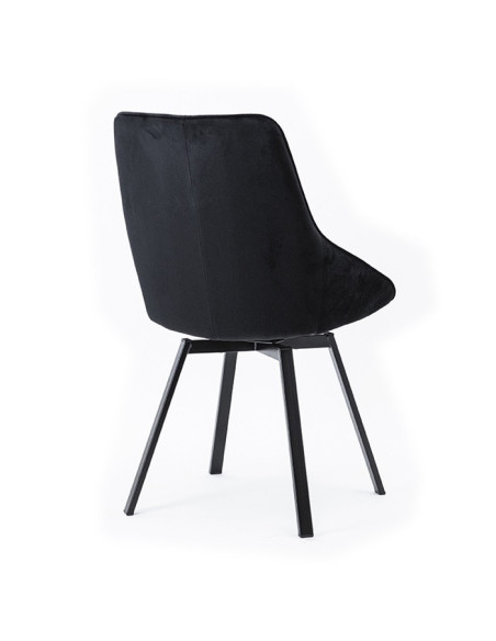 Chaise rotative vintage chic en velours et métal