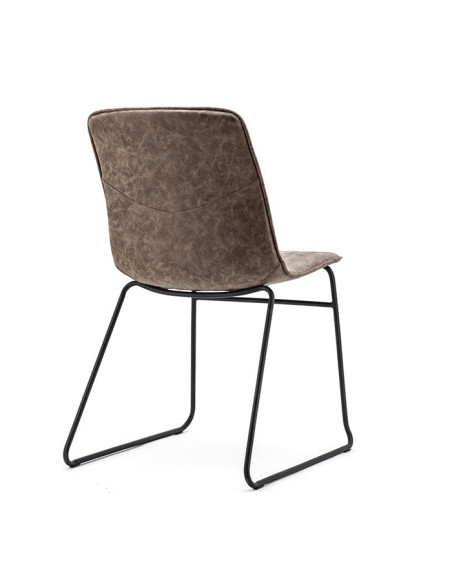 Lot de 2 Chaises vintage confortables en métal et simili cuir Taupe