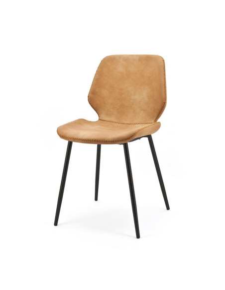 Lot de 2 Chaises vintage en simili-cuir et métal Seashell