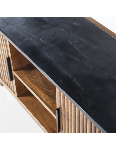 Meuble TV en manguier et marbre rétro Carter