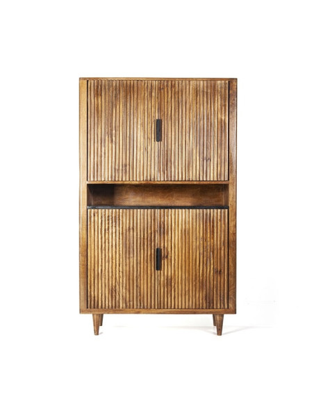 Buffet haut vintage en manguier et marbre Carter
