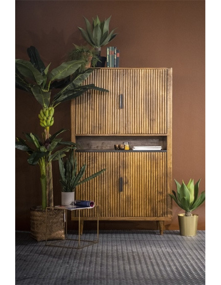 Buffet haut vintage en manguier et marbre Carter