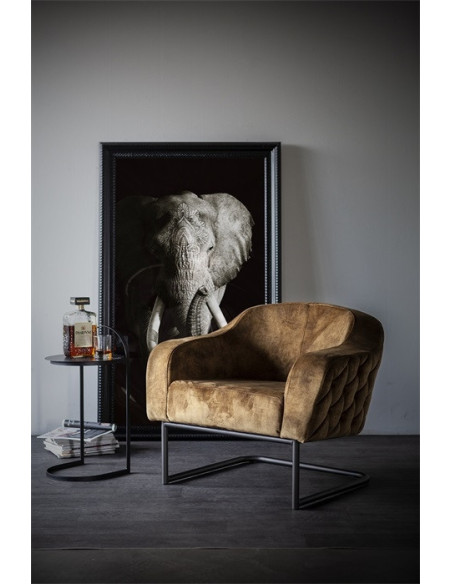 Fauteuil lounge confortable en tissu Paulette