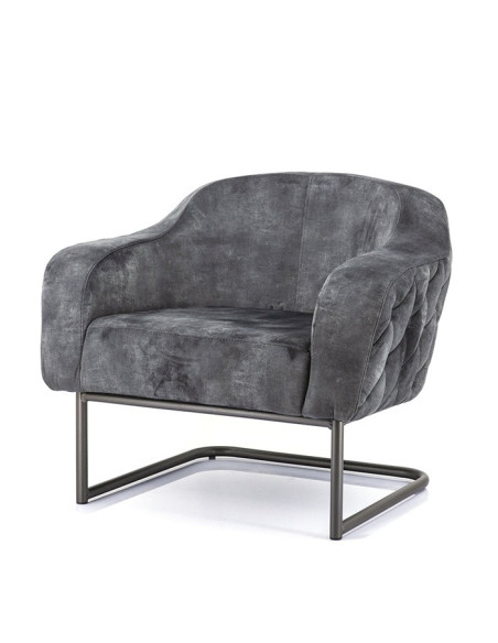Fauteuil lounge confortable en tissu Paulette