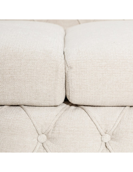 Canapé beige 3 places capitonné 235 cm