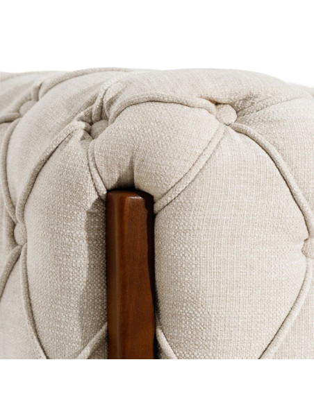 Canapé beige 3 places capitonné 235 cm