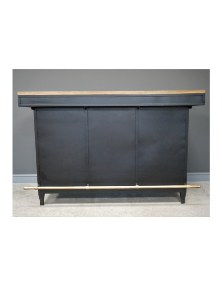 Bar comptoir avec plateau bois massif et métal 162 cm