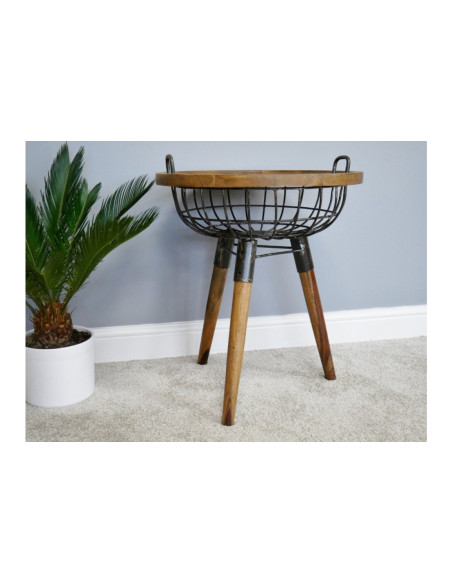 Table d'appoint avec panier de rangement intégré