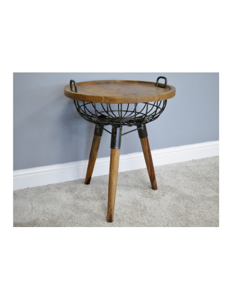 Table d'appoint avec panier de rangement intégré