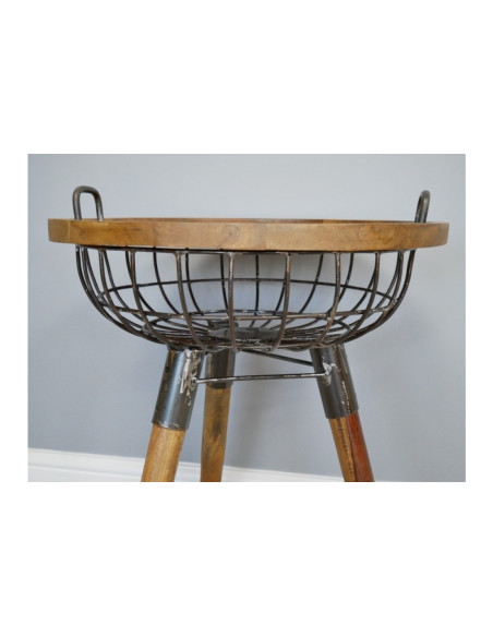 Table d'appoint avec panier de rangement intégré