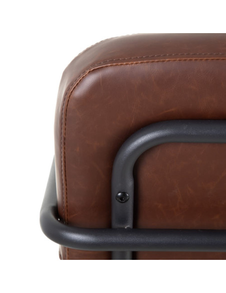 Fauteuil design vintage en simili cuir marron et métal