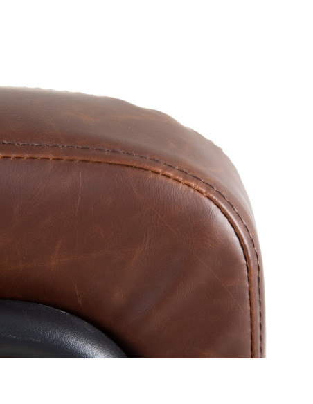 Fauteuil design vintage en simili cuir marron et métal