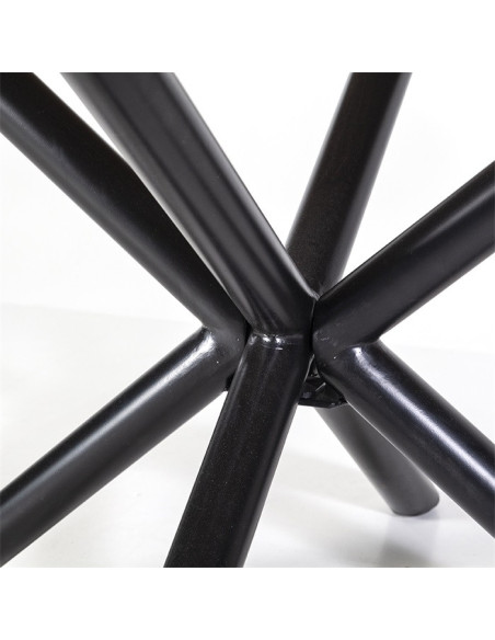 Table de repas ronde en manguier et métal