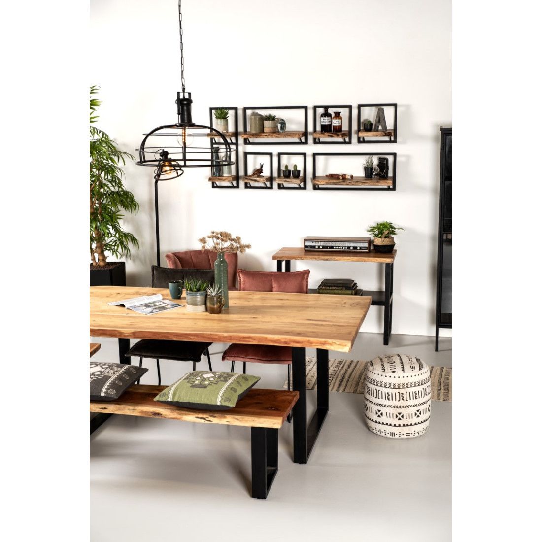 Table de repas avec plateau bois massif d\'acacia Soho